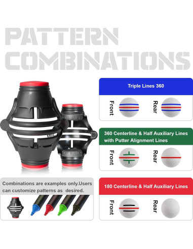 Marcador de Pelotas de Golf OlibaDu Triple Línea 360
