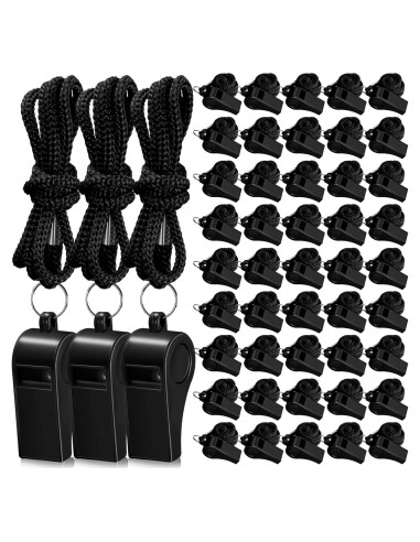 Silbatos Deportivos Flutesan 48 Pcs con Cordón Negro