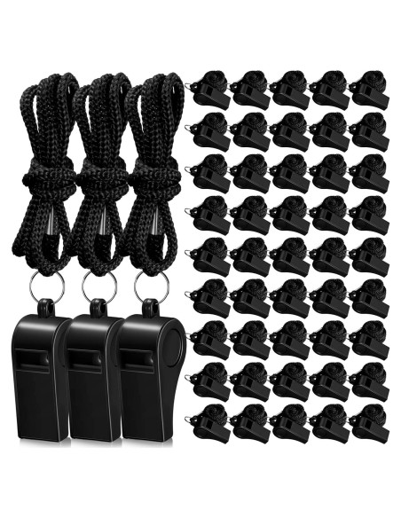 Silbatos Deportivos Flutesan 48 Pcs con Cordón Negro