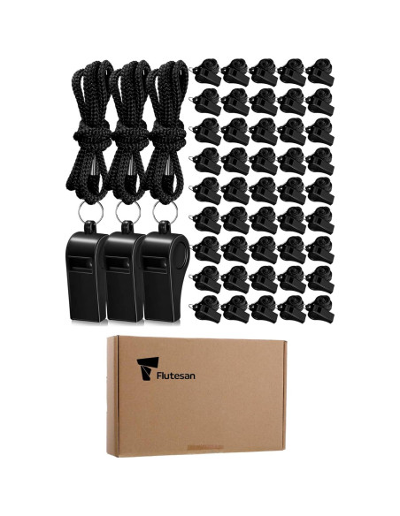 Silbatos Deportivos Flutesan 48 Pcs con Cordón Negro