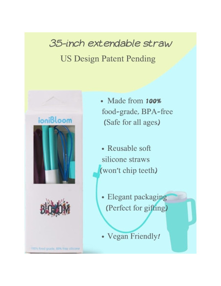 Popotes de Silicona Reutilizables Ionibloom 89 cm Azul y Púrpura