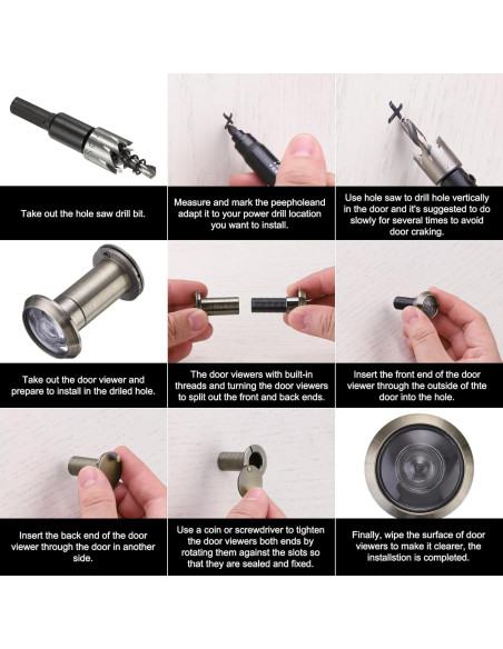 Mirilla de Puerta PATIKIL 2 Pcs Cobre 180 Grados Seguridad