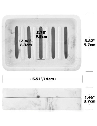 Bandeja para Jabón Luxspire Doble Capa Resina Mármol Blanco