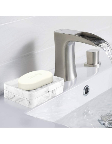 Bandeja para Jabón Luxspire Doble Capa Resina Mármol Blanco