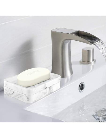 Bandeja para Jabón Luxspire Doble Capa Resina Mármol Blanco