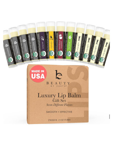 Bálsamo Labial Orgánico Beauty by Earth - Juego de 12 Sabores