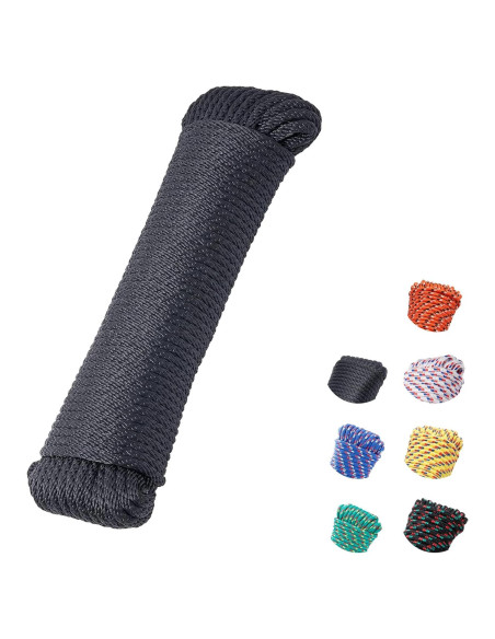 Cuerda Trenzada de Polipropileno 100 pies 6 mm Negra SDLTHR
