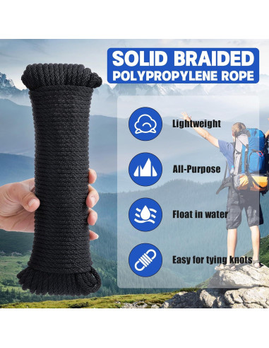 Cuerda Trenzada de Polipropileno 100 pies 6 mm Negra SDLTHR