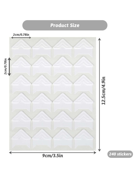 240 Esquinas de Fotos Autoadhesivas Abeillo 2x2cm Blancas