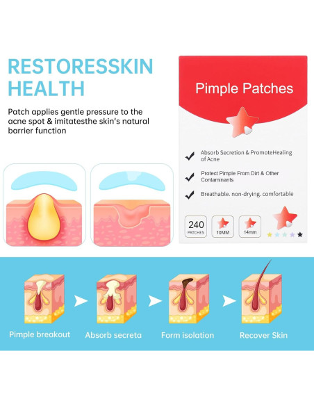 Parche para Granos Waspot Estrella Hidrocoloide 240 Unidades