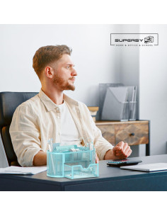 Organizador de Escritorio SUPEASY Azul Bebé con 9 Compartimentos 2