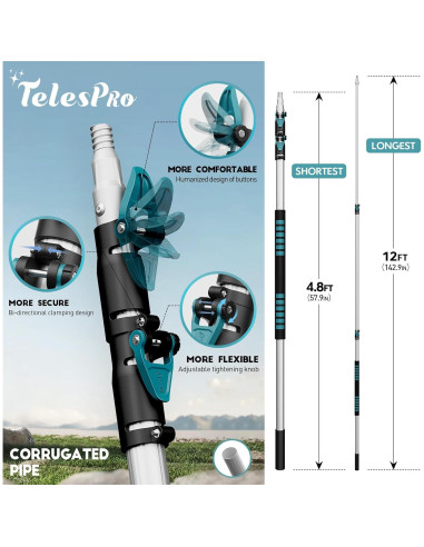 Kit de Limpieza TelesPro con Poste Extensible 3.7m y Duster