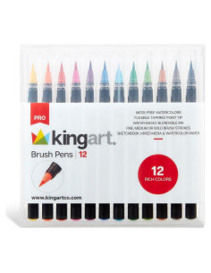 Marcadores de Pincel KINGART 12 Colores Acuarela Nylon
