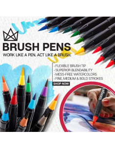 Marcadores de Pincel KINGART 12 Colores Acuarela Nylon 2