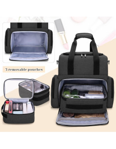 Bolsa de Maquillaje de Viaje BAFASO Grande 2 Capas Negra 2