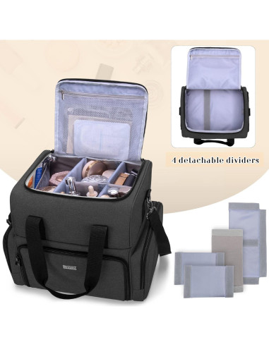 Bolsa de Maquillaje de Viaje BAFASO Grande 2 Capas Negra