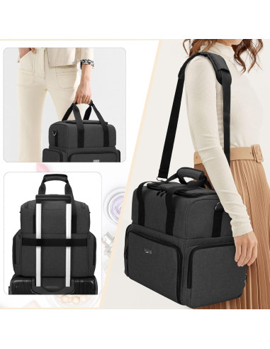 Bolsa de Maquillaje de Viaje BAFASO Grande 2 Capas Negra