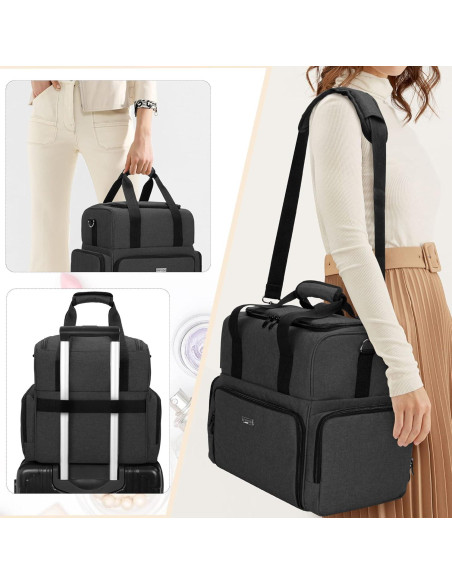 Bolsa de Maquillaje de Viaje BAFASO Grande 2 Capas Negra