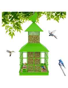 Comedero para Aves ULENDIS Metal A Prueba de Ardillas Verde