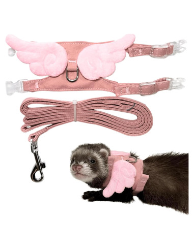 Arnés y Correa Ajustable para Hurones y Mascotas Pequeñas Rosa