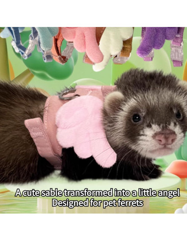 Arnés y Correa Ajustable para Hurones y Mascotas Pequeñas Rosa