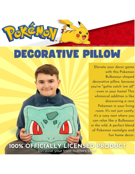 Almohada Decorativa Bulbasaur Franco 38.1 cm Suave