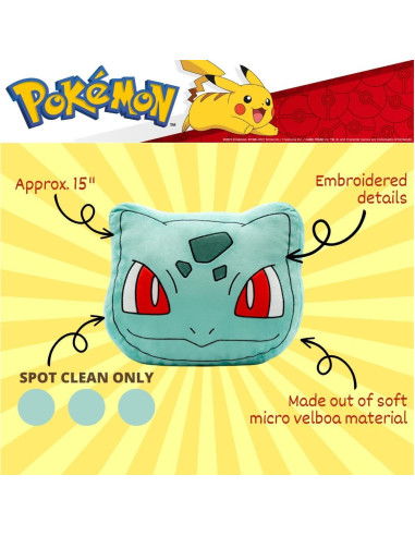 Almohada Decorativa Bulbasaur Franco 38.1 cm Suave