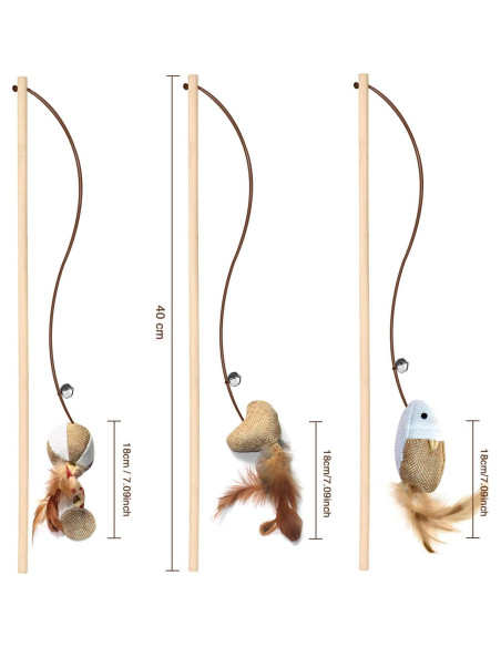 Juguete de Varita para Gatos KABB - 3 Piezas 40 cm con Hierba Gatera Juguete de Varita para Gatos KABB - 3 Piezas 40 cm con Hierba Gatera