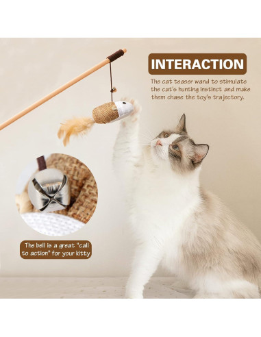 Juguete de Varita para Gatos KABB - 3 Piezas 40 cm con Hierba Gatera