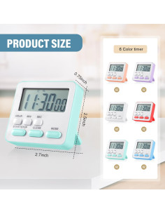 Temporizadores Digitales Magnéticos Weewooday 12 Pcs Colores 2