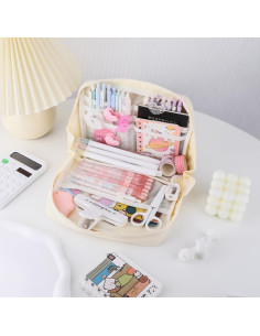 Estuche de Lápices iSuperb Beige Gran Capacidad 29x22cm 2