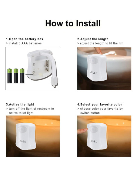 Paquete de 2 luces nocturnas LED para inodoro ALEDECO