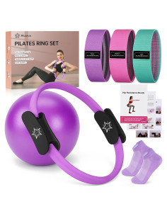 Kit de Pilates Muuruu: Anillo 35.56 cm, Pelota 24.89 cm, 3 Bandas