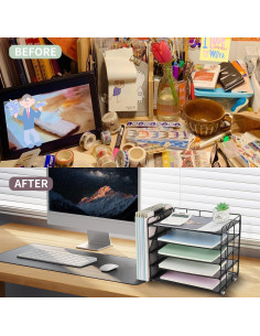 Organizador de Escritorio OPNICE 5 Niveles Metal Negro 2