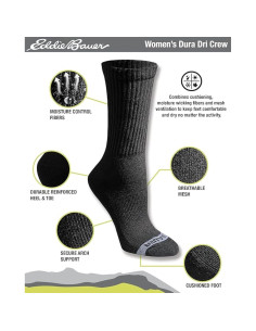 Calcetines Dura Dri para mujer Eddie Bauer - 6 pares negros 2