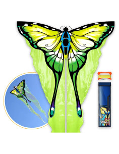 Cometa Mariposa de Tul Verde SGftre 139.7x289.6 cm Fácil de Volar