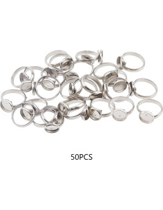 50 Anillos Ajustables de Acero Inoxidable PH PandaHall 10mm 2
