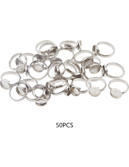 50 Anillos Ajustables de Acero Inoxidable PH PandaHall 10mm