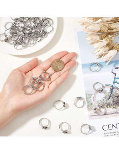 50 Anillos Ajustables de Acero Inoxidable PH PandaHall 10mm