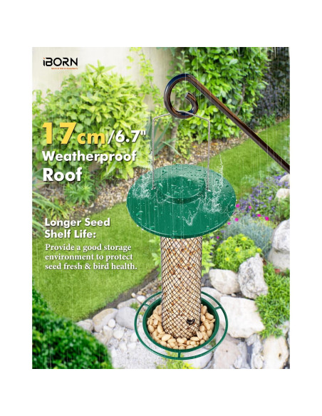 Comedero para Aves iBorn Verde 34.3 cm A Prueba de Lluvia Comedero para Aves iBorn Verde 34.3 cm A Prueba de Lluvia