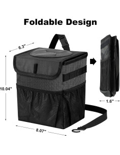 Basurero de Coche Plegable GPUSFAK Negro 9L Impermeable 2