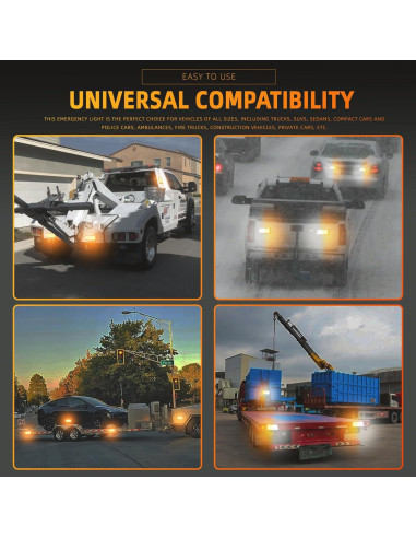 Luces Estroboscópicas LED de Emergencia BooYu 2 Pcs Ámbar