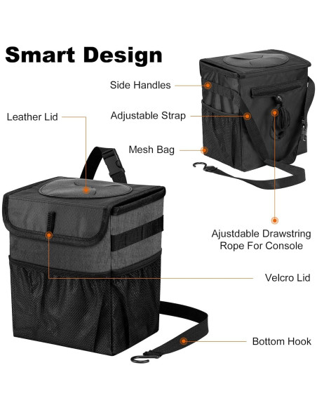 Basurero de Coche Plegable GPUSFAK Negro 9L Impermeable