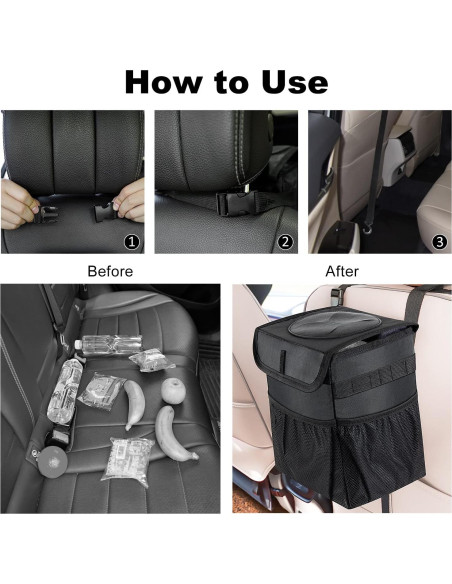 Basurero de Coche Plegable GPUSFAK Negro 9L Impermeable