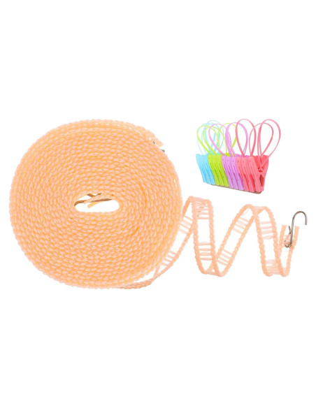 Cuerda de Secado Portátil uxcell 5M Antideslizante Beige Cuerda de Secado Portátil uxcell 5M Antideslizante Beige