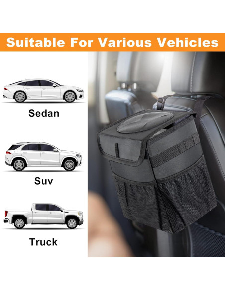 Basurero de Coche Plegable GPUSFAK Negro 9L Impermeable