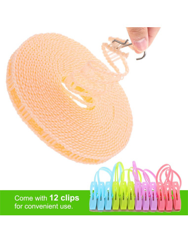 Cuerda de Secado Portátil uxcell 5M Antideslizante Beige