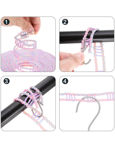 Cuerda de Secado Portátil uxcell 5M Antideslizante Beige