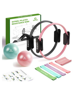 Juego de Anillos de Pilates GIFNOL con Pelotas y Bandas - Negro y Rosa