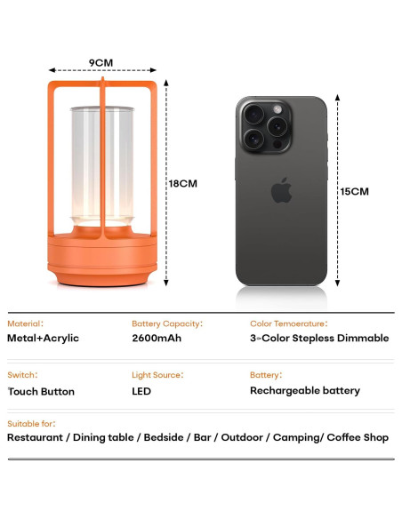 Lámpara de Mesa Portátil Recargable YYXGOOB A-001 Naranja